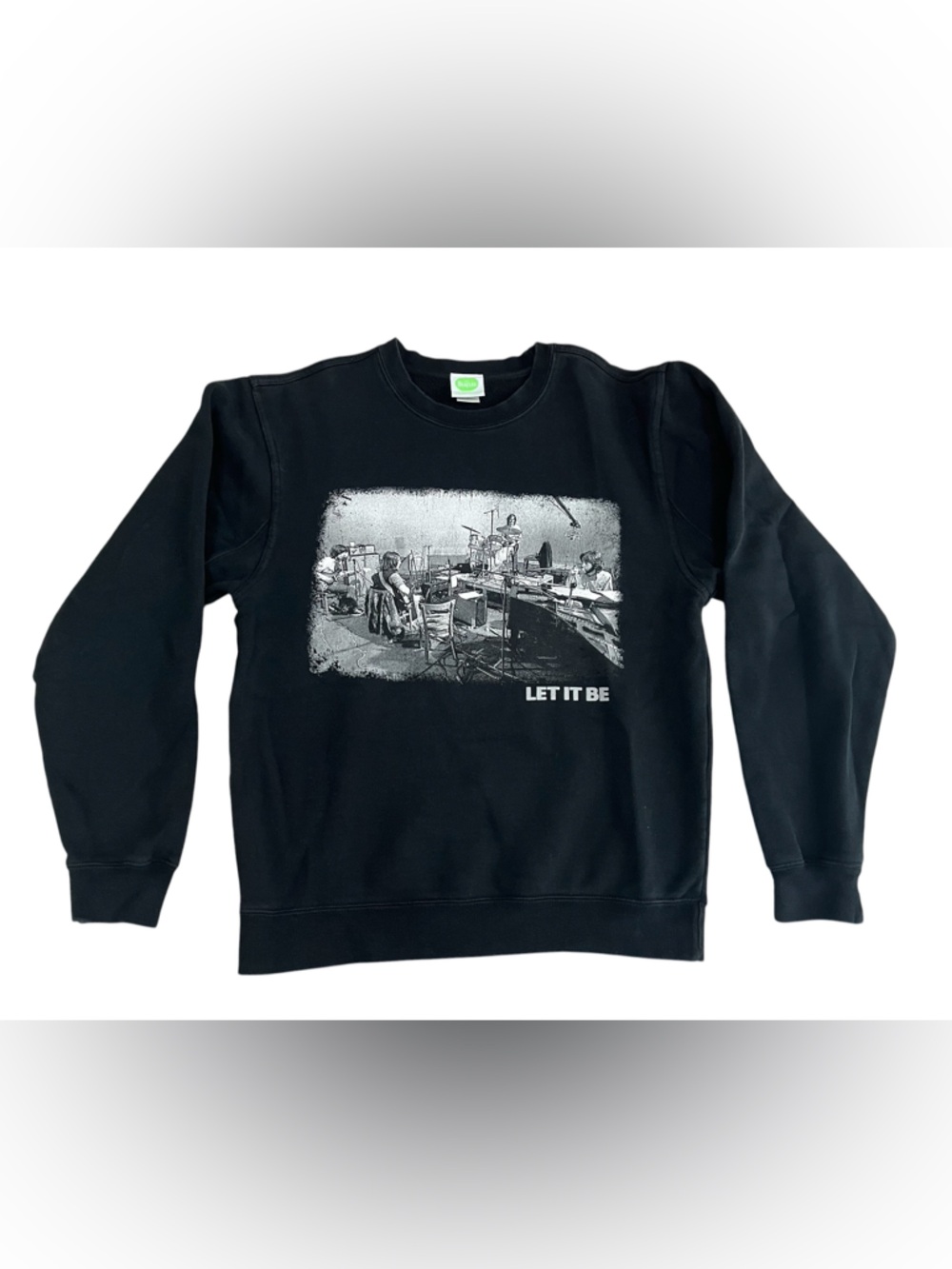 Official Beatles Black "Let It Be" Graphic Crewneck Sweatshirt, Size Adult S